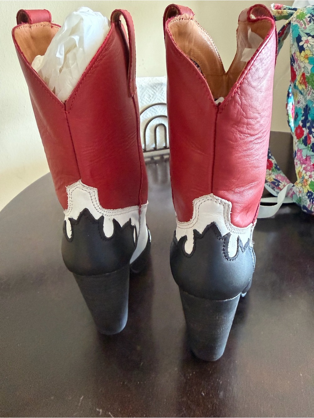 dingo Red White and Black Western Heel Boots - Picture 4 of 9